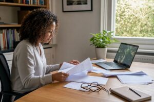 Person reviewing legal documents to check if they have a CCJ