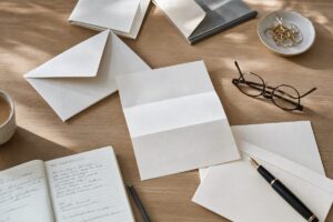 Official legal documents and correspondence spread on a desk, representing the Register of Judgments managed by Registry Trust